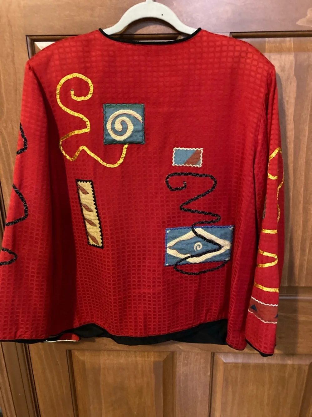 Allure Red Embroidered Open-Front Jacket - Picture 3 of 3